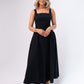 Elsa Square Neck Cotton Dress In Black