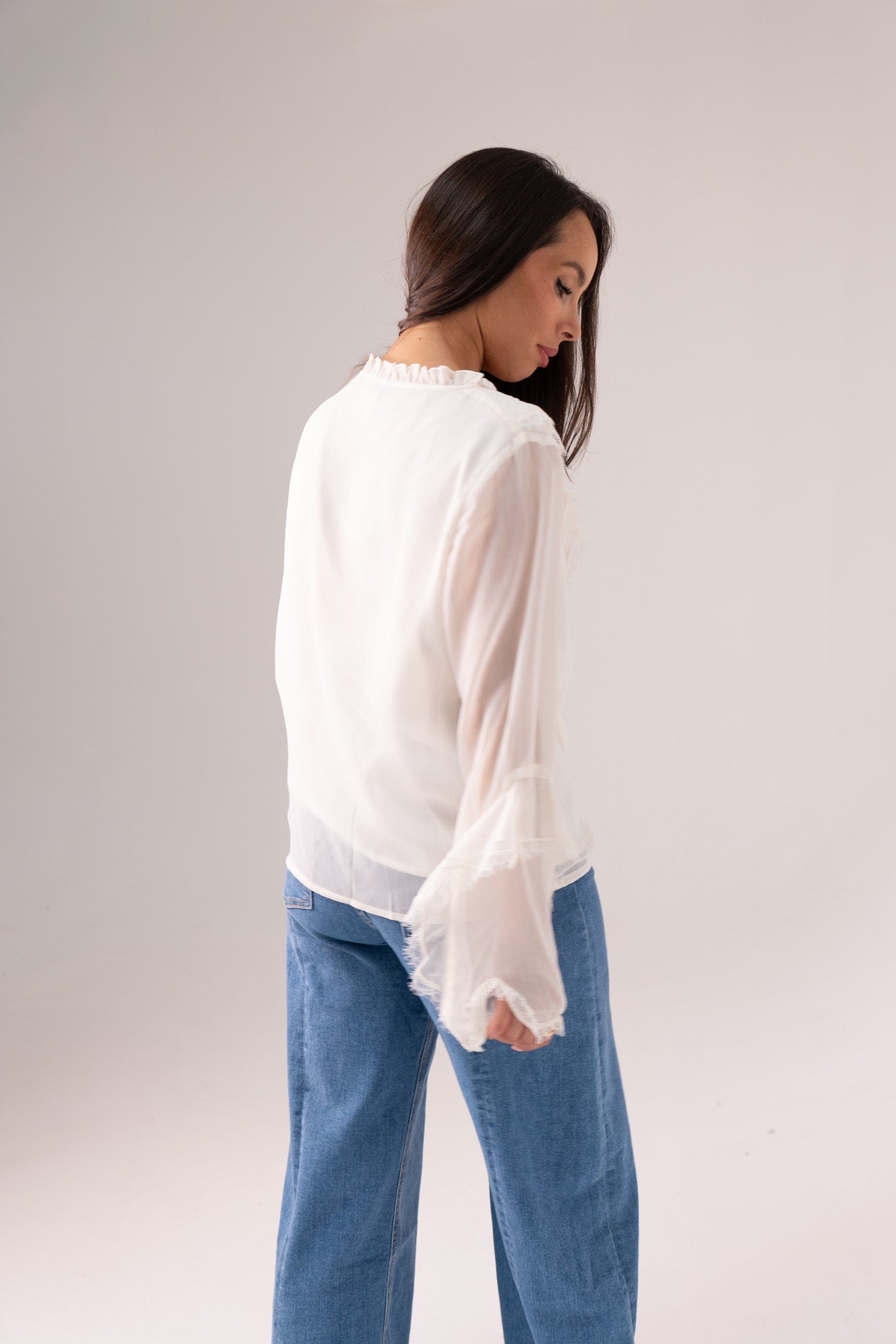 Elsa Frill Detail Shirt In Cream