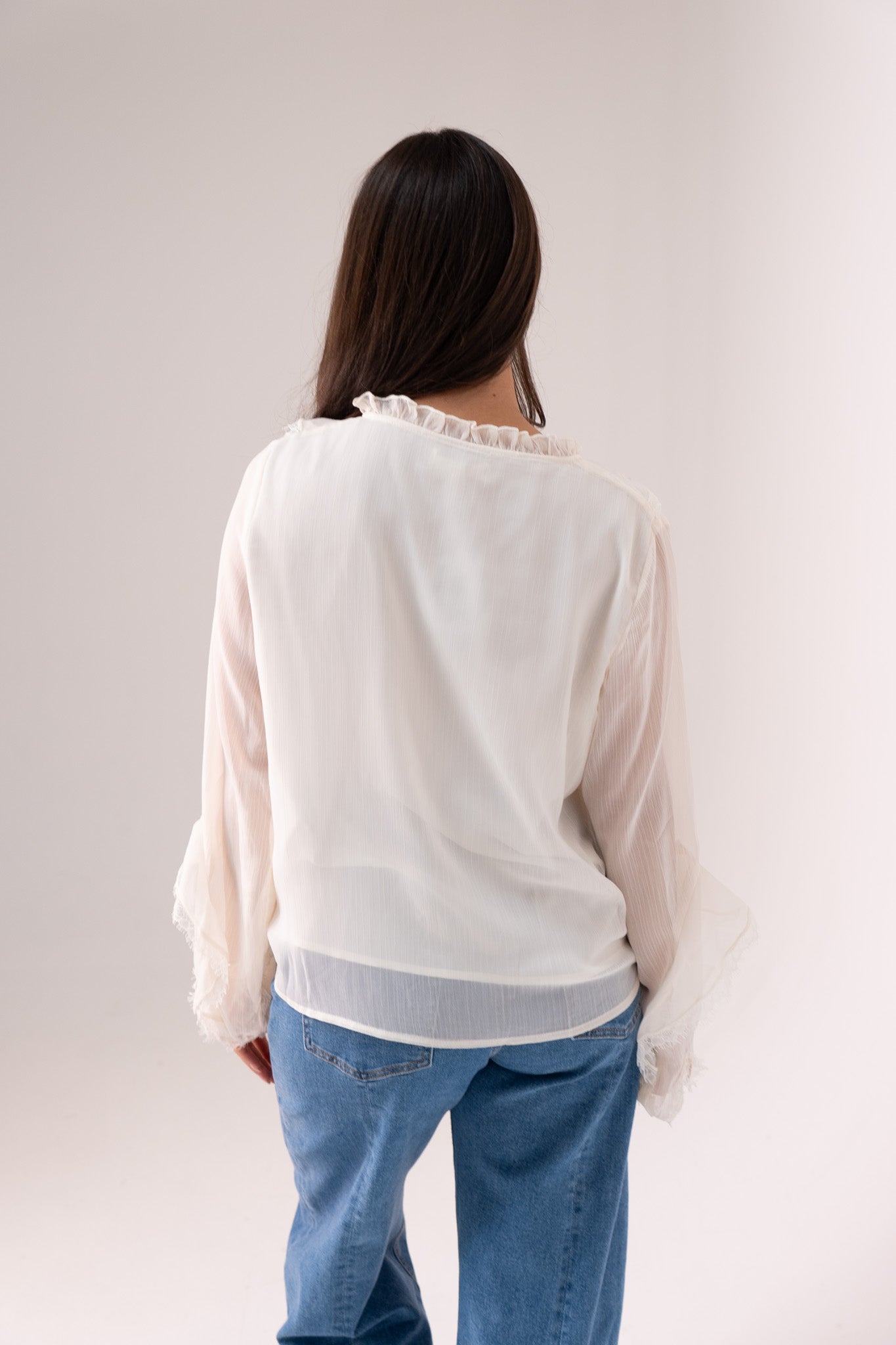 Elsa Frill Detail Shirt In Cream