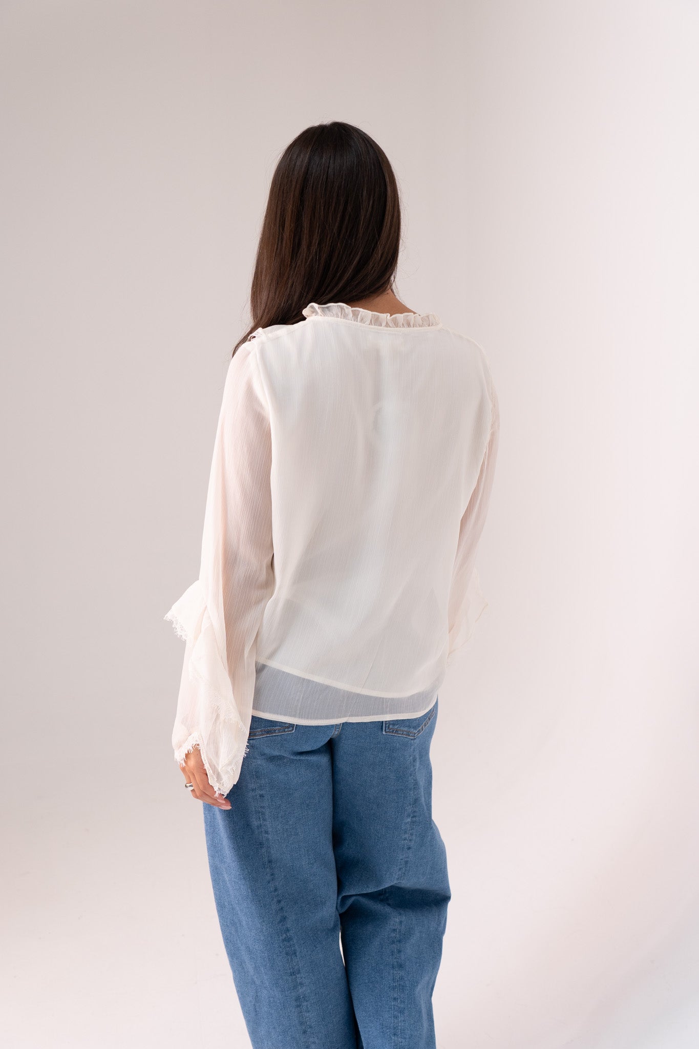 Elsa Frill Detail Shirt In Cream