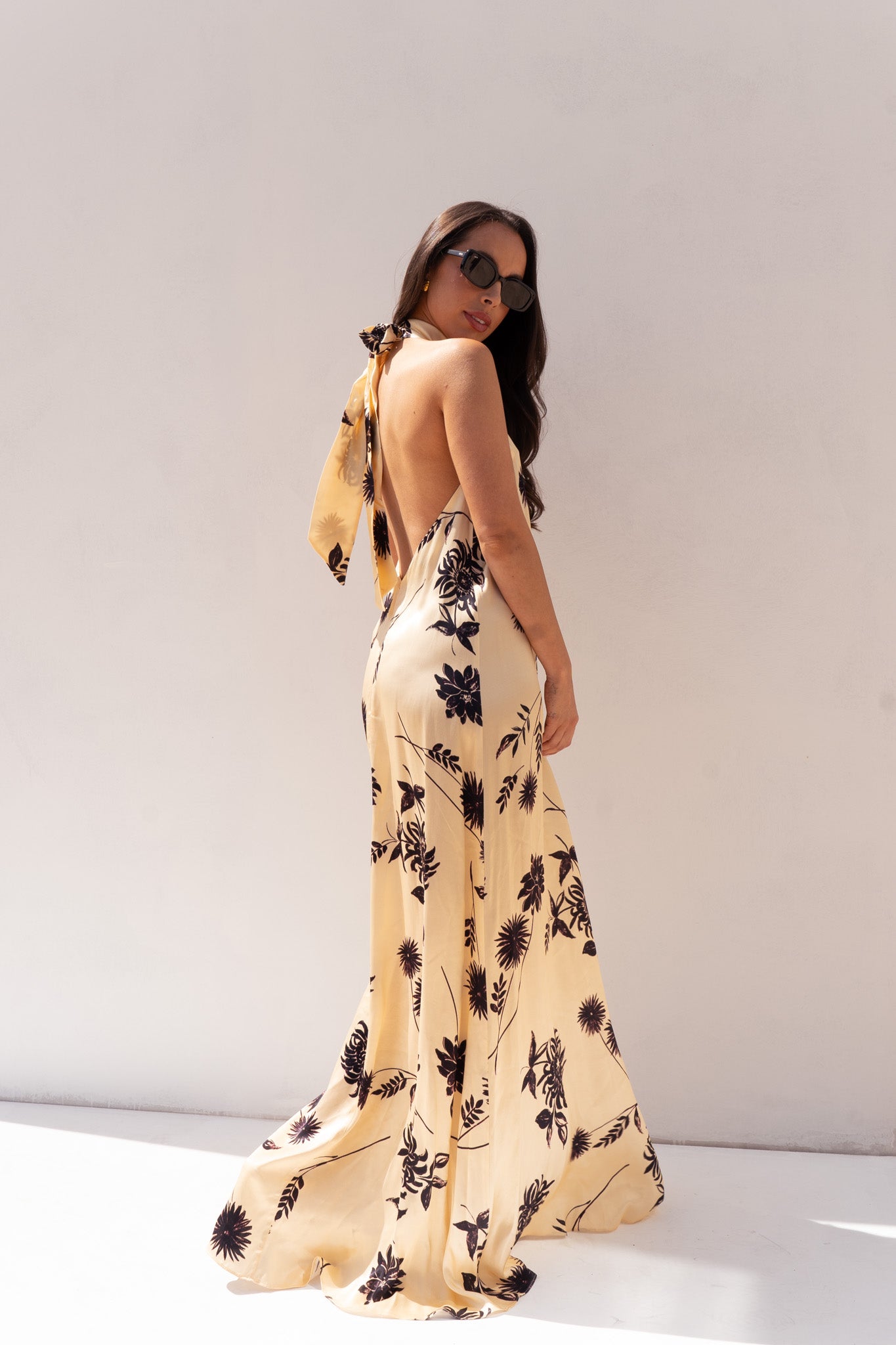 Eva High Neck Dress In Black & Cream
