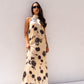 Eva High Neck Dress In Black & Cream