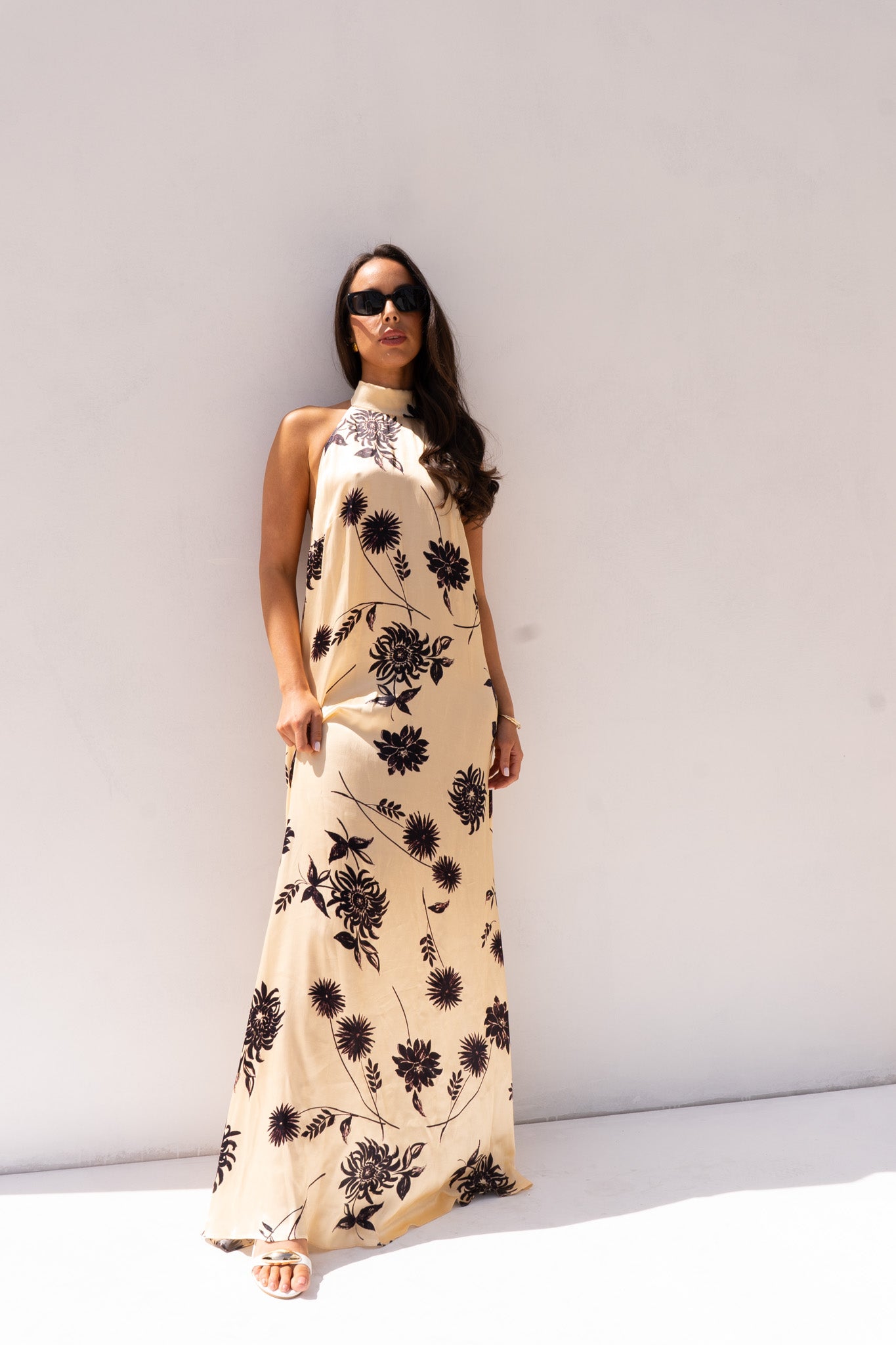 Eva High Neck Dress In Black & Cream