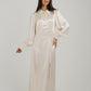 Eva Satin Mix Collared Dress In Cream