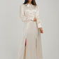 Eva Satin Mix Collared Dress In Cream