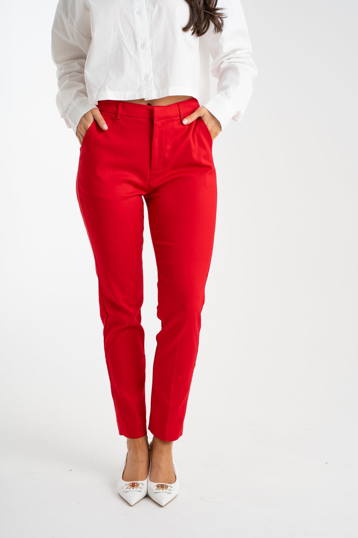 Freya Straight Leg Trousers In Red