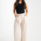 Grace Contrast Waist Trousers In Neutral