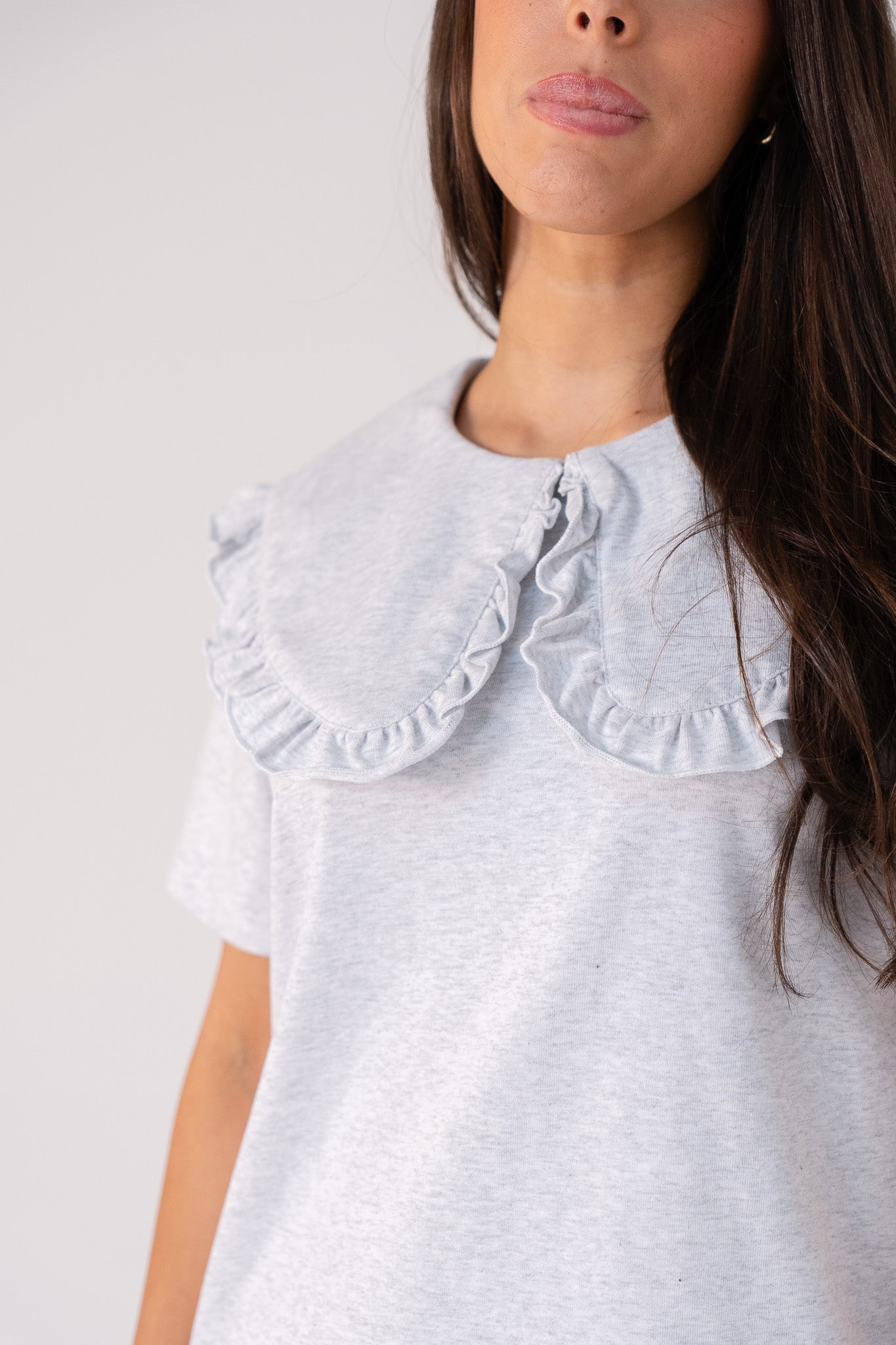 Daisy Frill Collar Dress In Light Grey