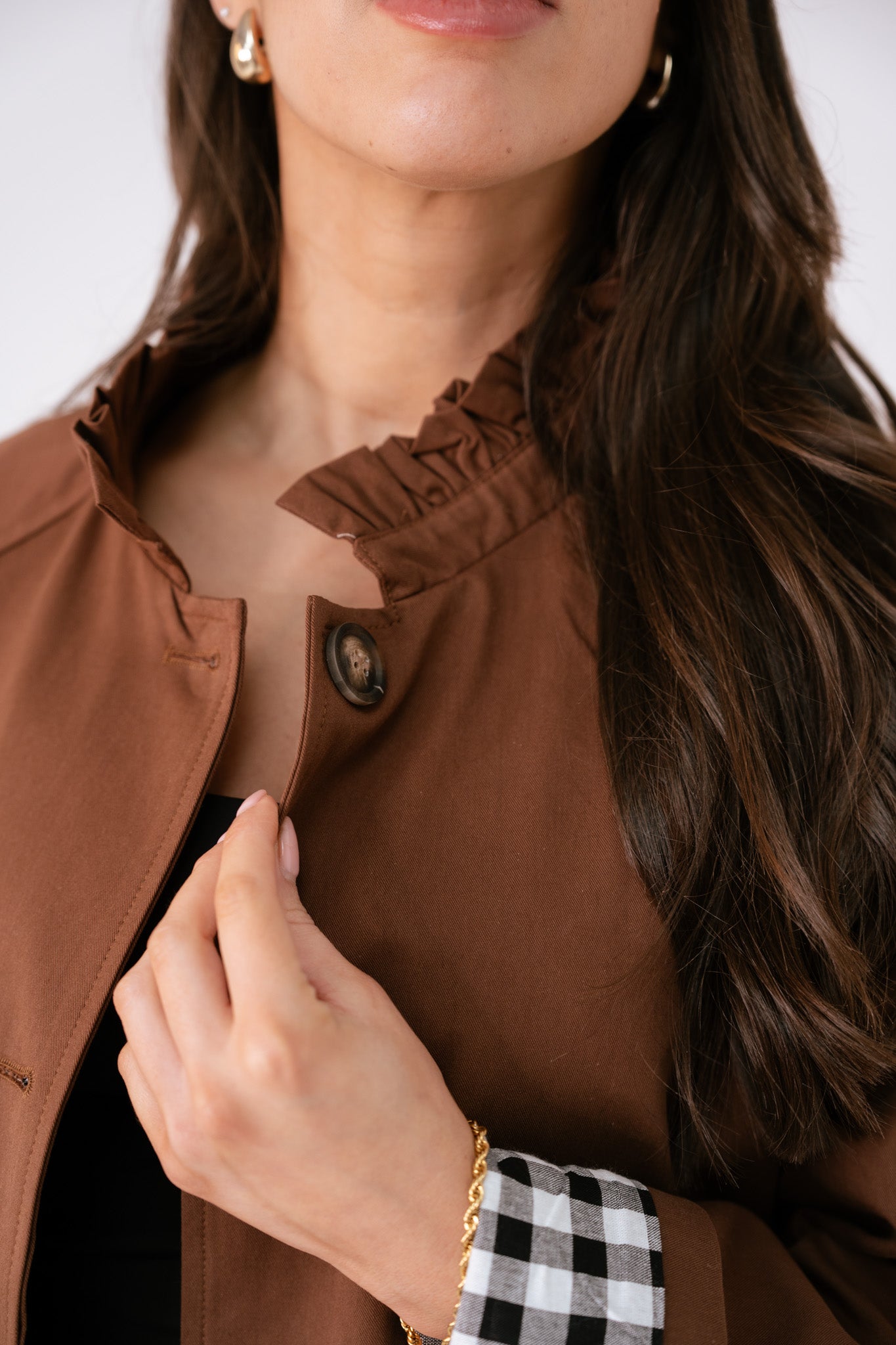 Hayley Pleated Collar Jacket In Chocolate