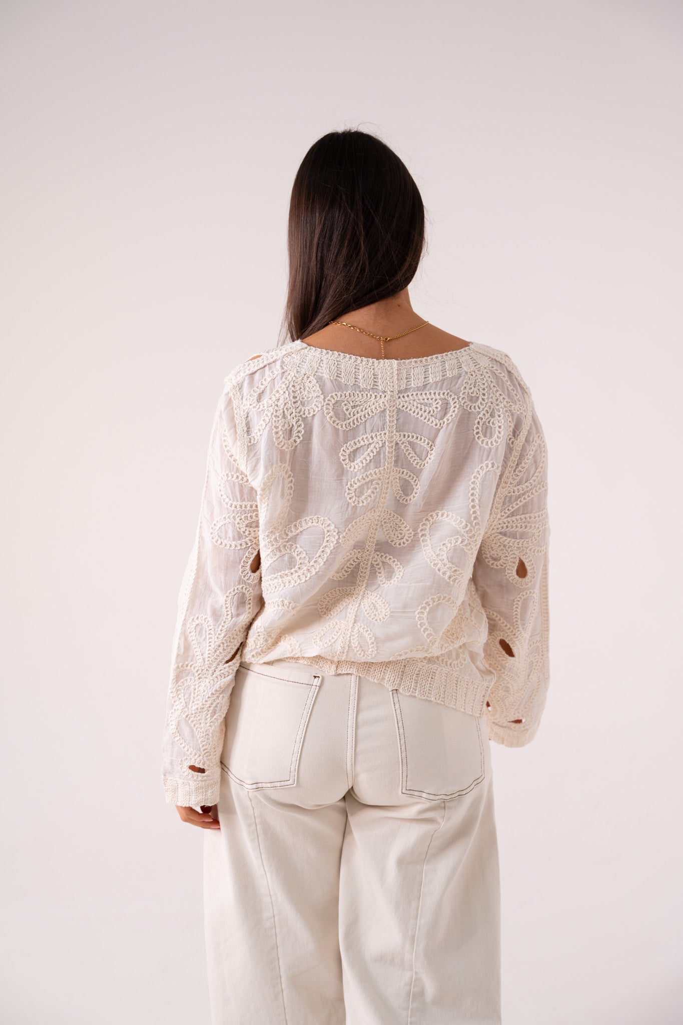 Hayley Embroidered Cardigan In Neutral