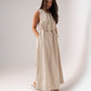Holly Drawstring Waist Dress In Neutral