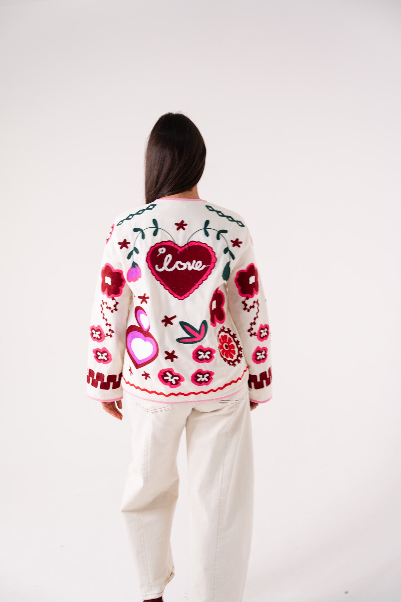 Holly Embroidered Jacket In Cream