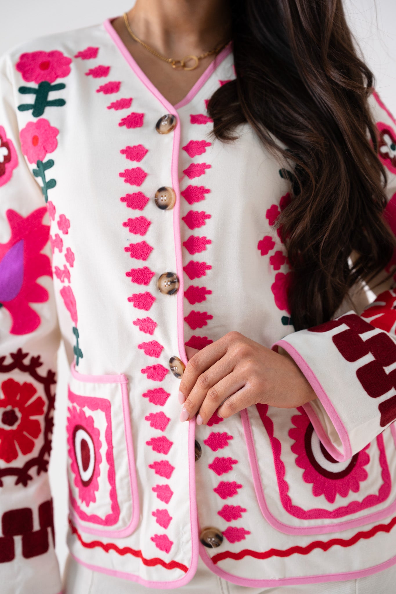 Holly Embroidered Jacket In Cream