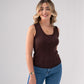 Holly Lace Trim Ribbed Vest In Chocolate
