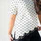 Holly Lace Trim Spotted T-Shirt In Cream
