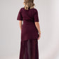 Holly Pleated Contrast Dress In Bordeaux