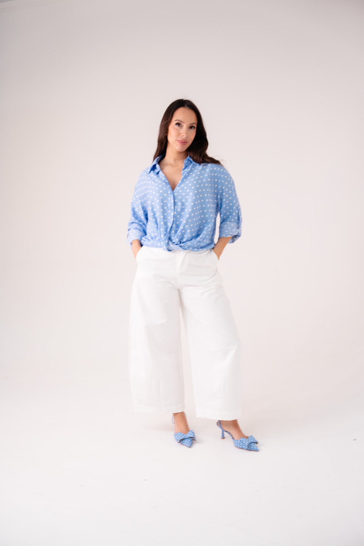 Holly Polka Dot Blouse In Blue