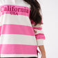 Holly Slogan Rugby Top In Pink Mix