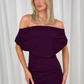 Alexandra Bardot Dress In Blackcurrant