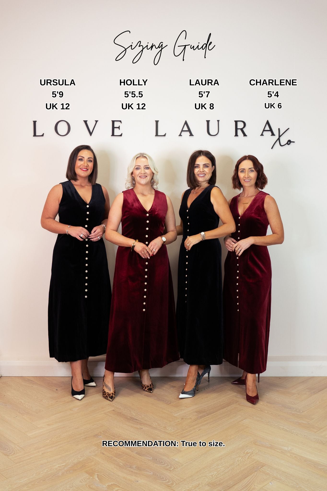 Love Laura Pearl Button Velvet Dress In Burgundy