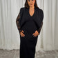 Kayla Lace Contrast Dress In Black