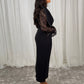 Kayla Lace Contrast Dress In Black