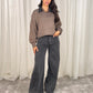 Kendra Contrast Collar Jumper In Taupe