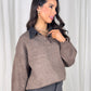 Kendra Contrast Collar Jumper In Taupe