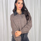 Kendra Contrast Collar Jumper In Taupe