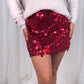 Lydia Sequin Mini Skirt In Bordeaux
