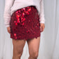 Lydia Sequin Mini Skirt In Bordeaux