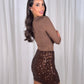 Kendra Fine Sequin Mini Skirt In Chocolate