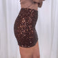 Kendra Fine Sequin Mini Skirt In Chocolate