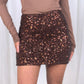 Kendra Fine Sequin Mini Skirt In Chocolate