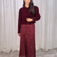Kendra Sequin Midi Skirt In Bordeaux
