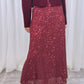 Kendra Sequin Midi Skirt In Bordeaux