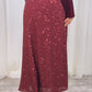 Kendra Sequin Midi Skirt In Bordeaux