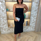 Pia Strapless Midi Dress In Black
