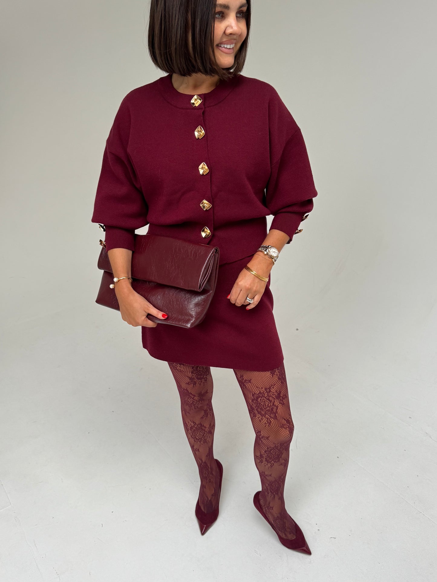 Love Laura Cardigan In Burgundy