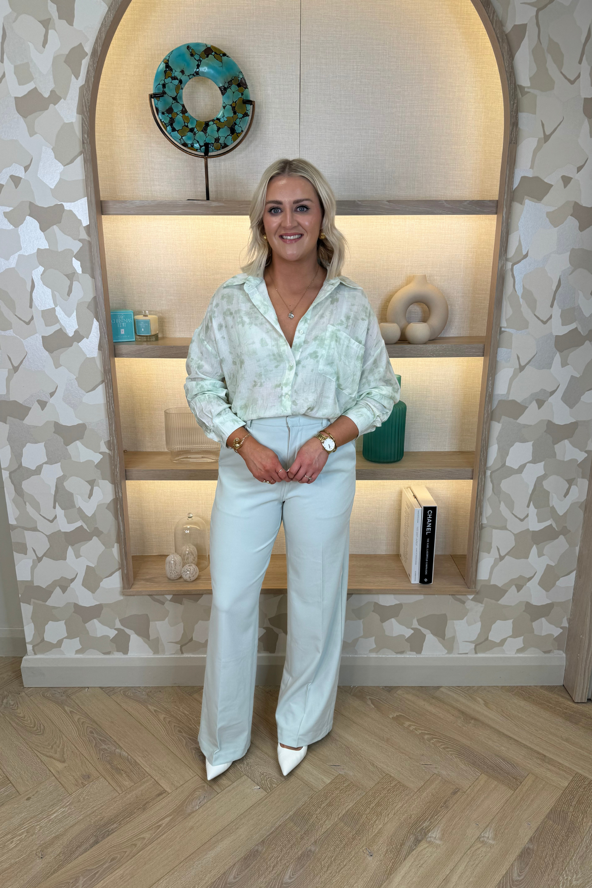 Freya Pleat Front Straight Leg Trouser In Mint