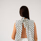 Iris Bow Detail Spotted Top In Black