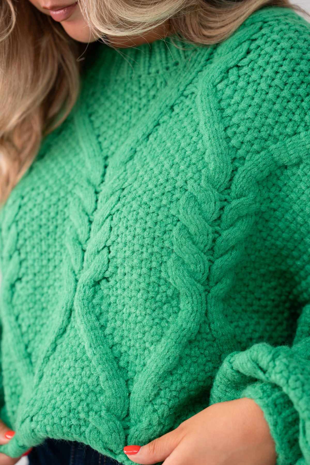 Iris Cable Knit Jumper In Green