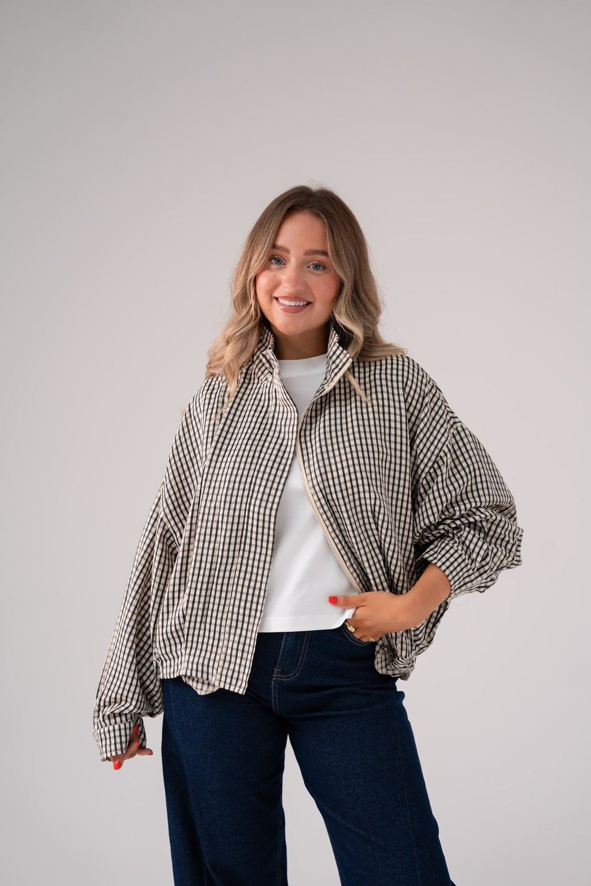 Iris Check Jacket In Monochrome