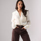 Iris Embroidered Pocket Blouse In Cream