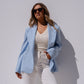 Iris High Collar Pinstripe Blazer In Blue