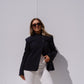 Iris High Collar Pinstripe Blazer In Navy
