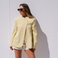 Iris High Collar Pinstripe Blazer In Yellow