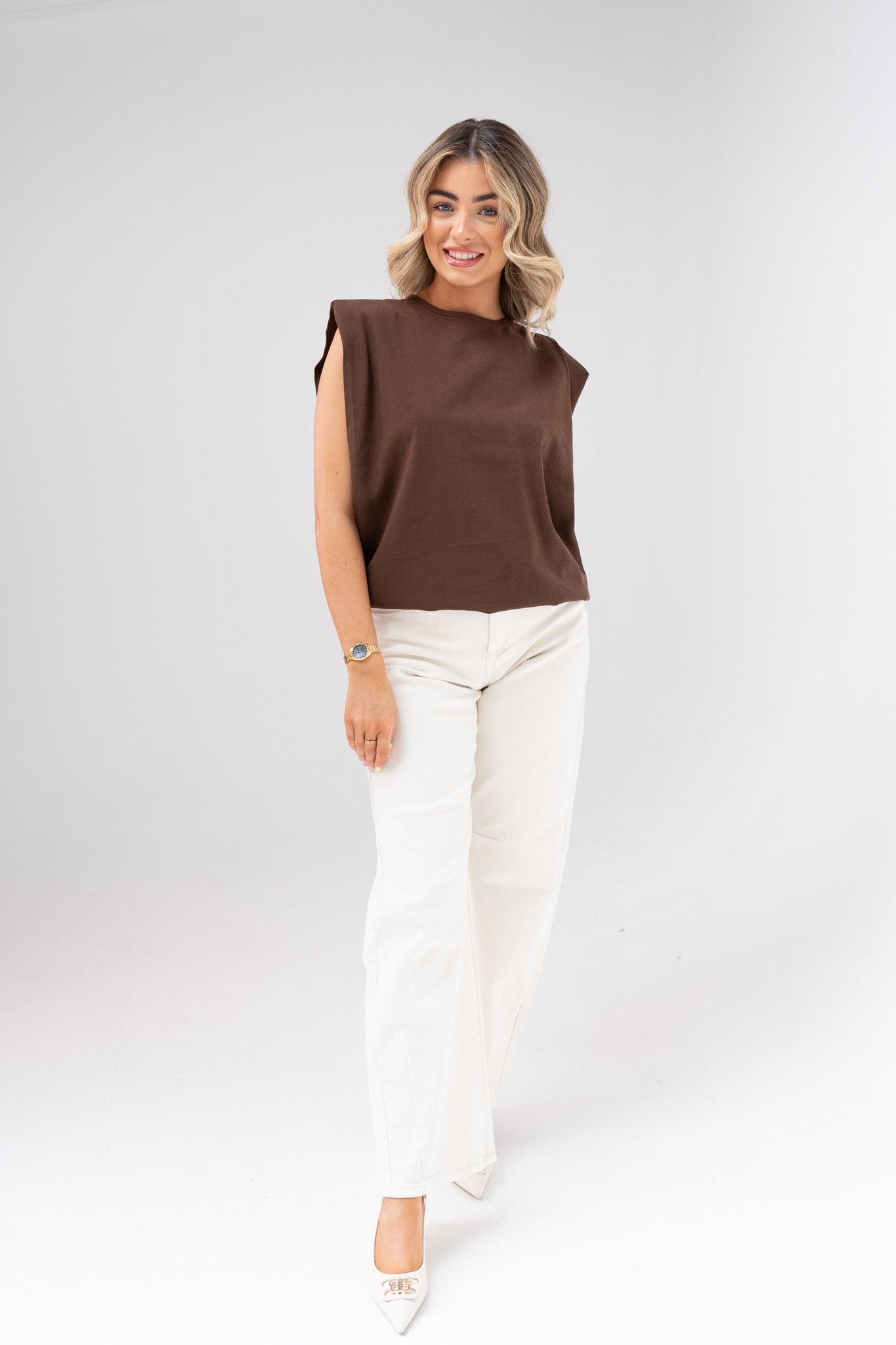 Iris Drape Fit Top In Chocolate