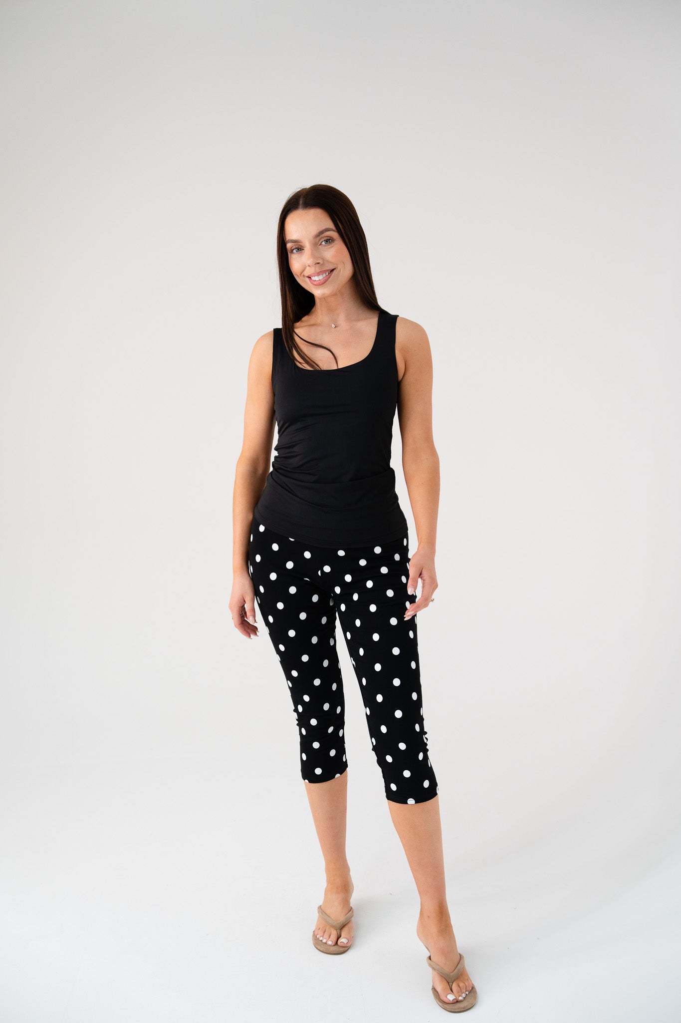 Iris Polka Dot Capri Leggings In Black