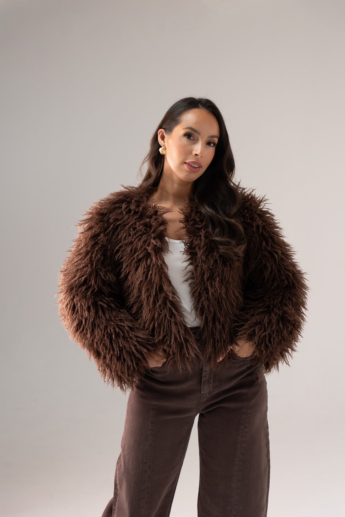 Iris Textured Coat In Chocolate